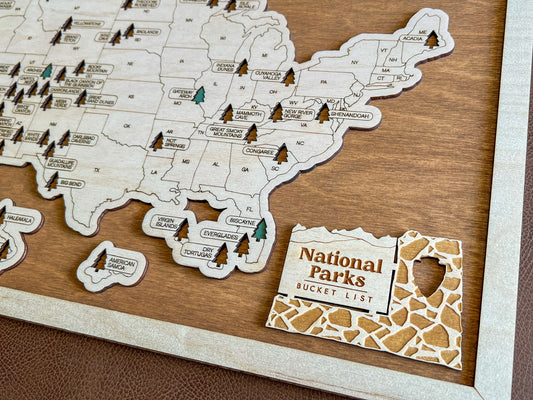 USA National Parks Bucket List Map