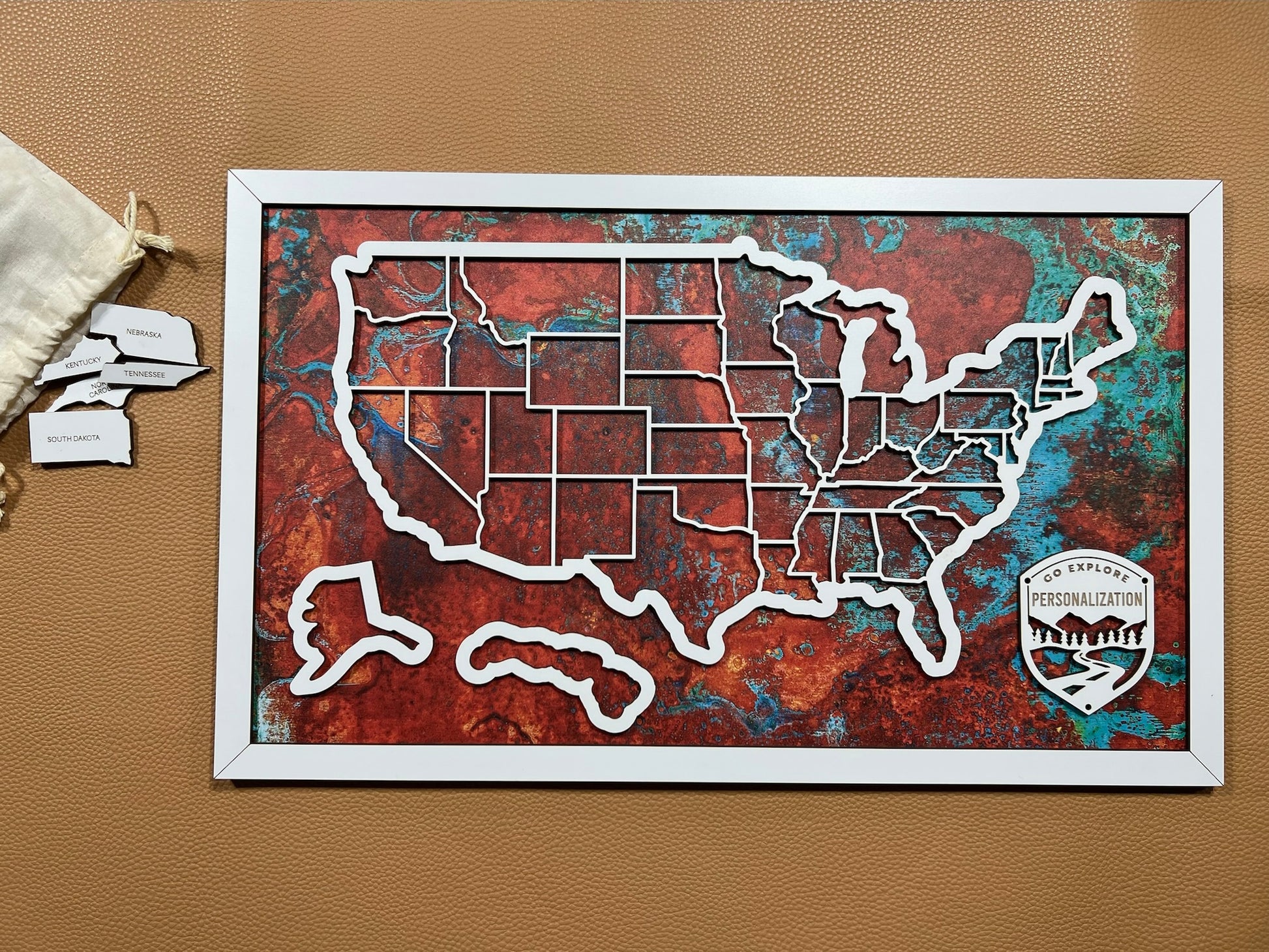 MATTE WHITE 50 STATES ON PATINA COPPER BACKING